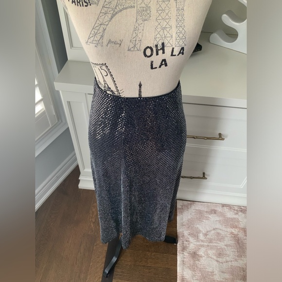 URBAN OUTFITTERS Disco sparkle Silver Black Midi Skirt Women’s Size small - Picture 14 of 14